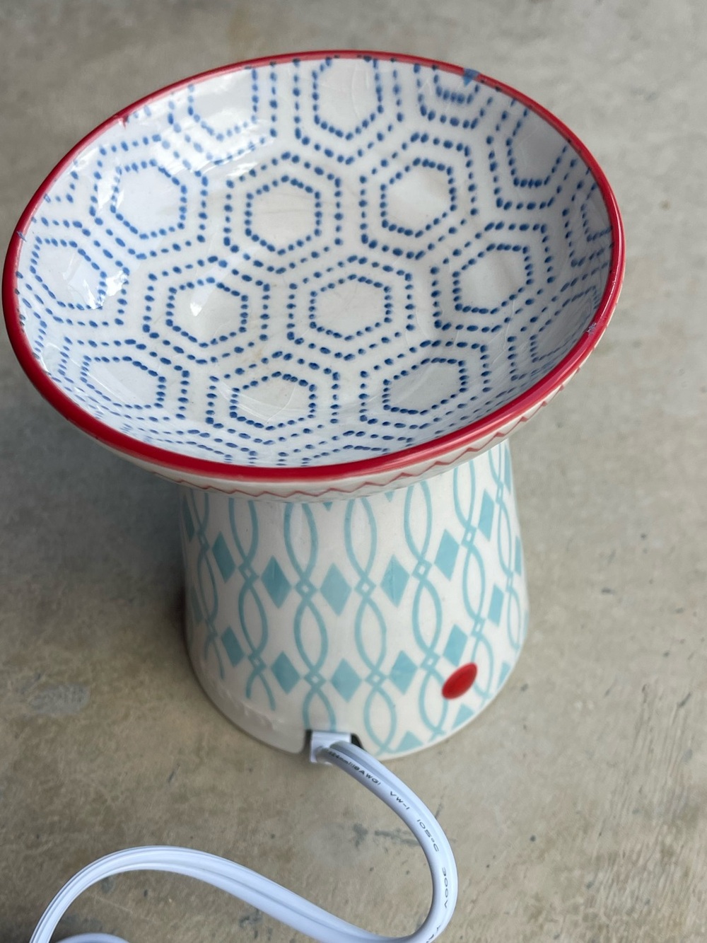 Scentsy Wax Warmer Full Size "HIP" Ceramic Boho Electric Eclectic Blue White